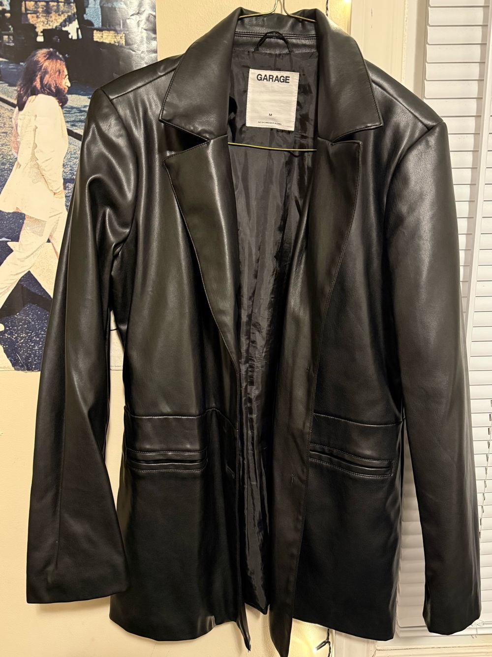 Garage Faux Leather Blazer